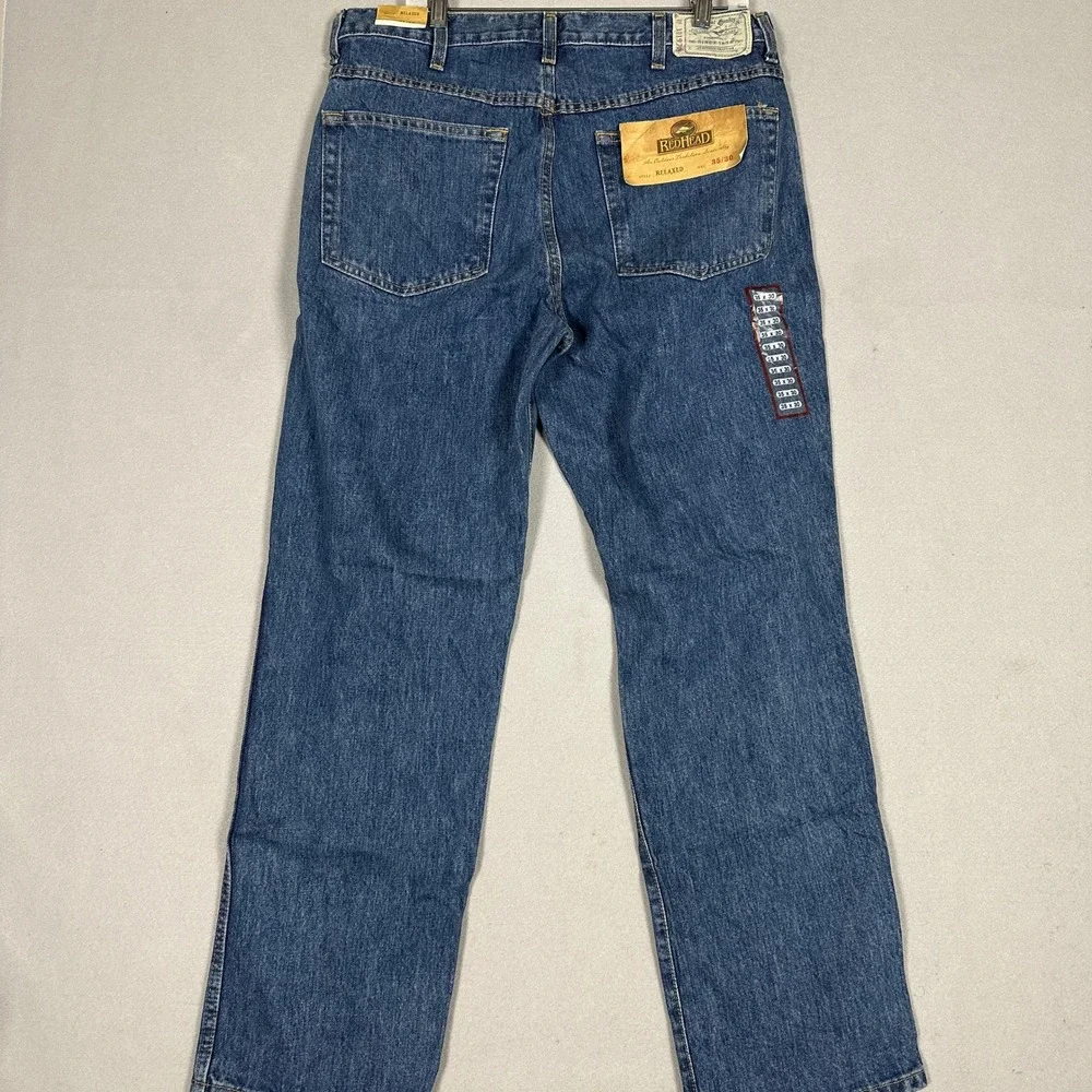 NEW Redhead Jeans Mens 35X30 Relaxed Fit Blue Denim Jeans 5 Pockets Workwear